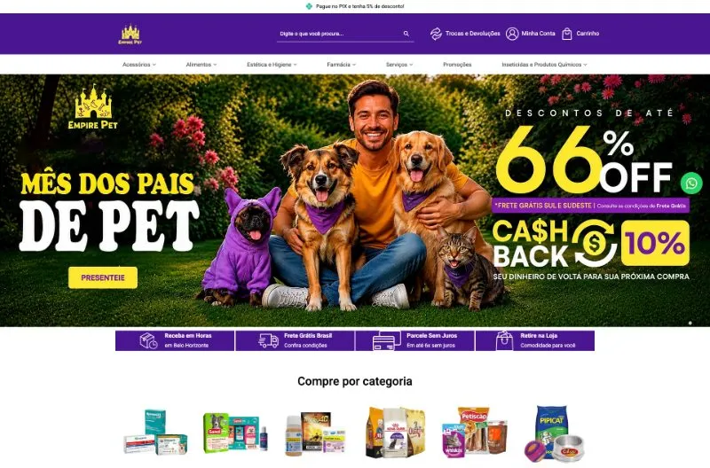Loja Empire Pets criada com o NBuilder