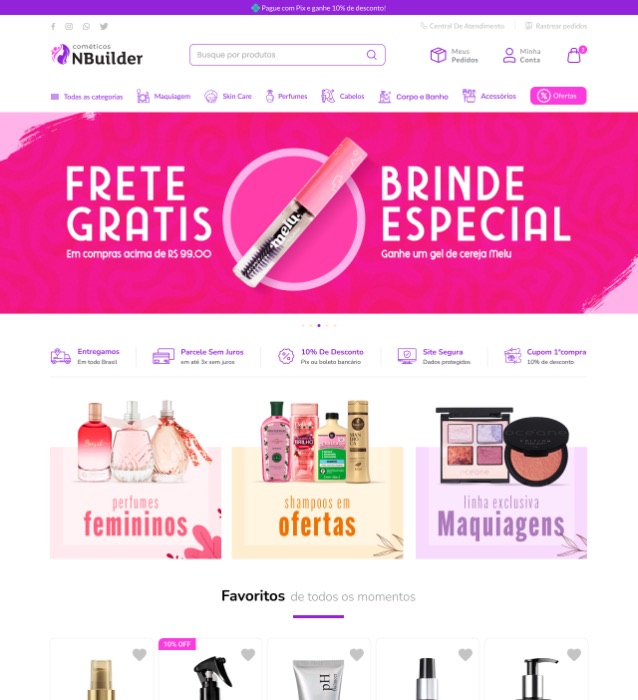 Modelo de loja Cosméticos e perfumaria criado no NBuilder