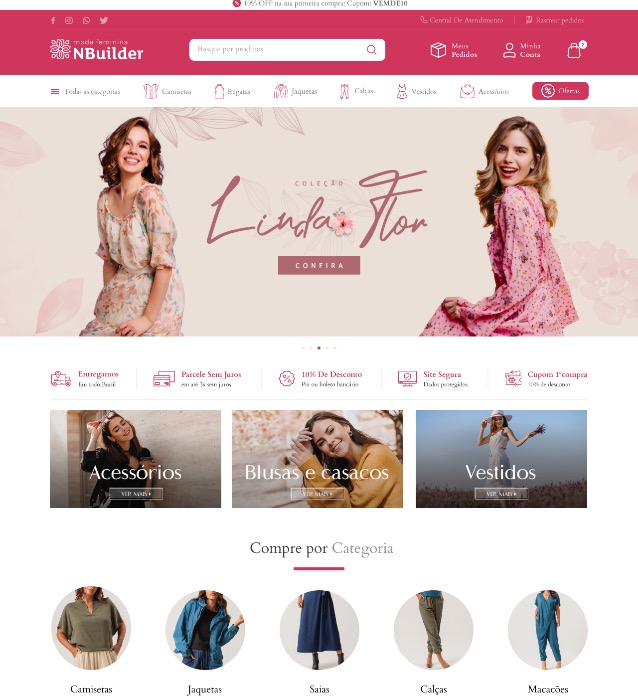 Modelo de loja Moda feminina criado no NBuilder