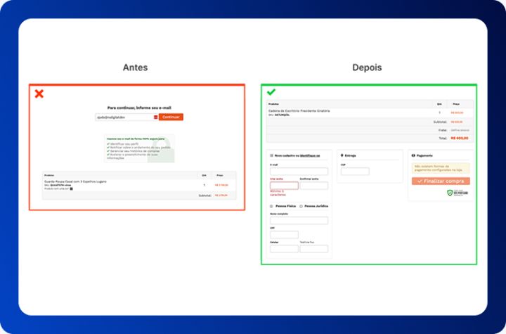 Recurso Checkout rápido aplicado em uma loja criada no NBuilder