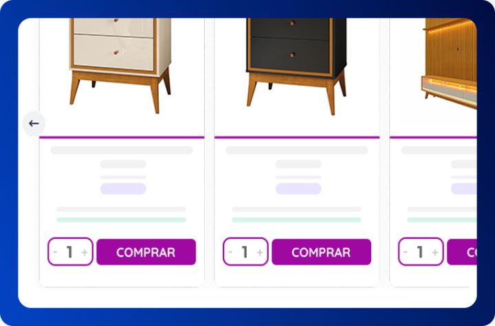 Recurso Seletor de quantidade aplicado em uma loja criada no NBuilder